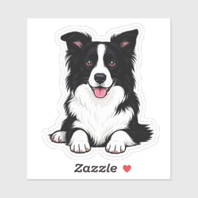 Adesivo Border Collie deitado (Folha)