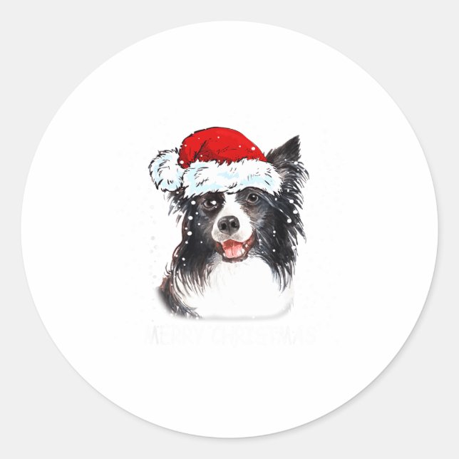 Adesivo Border Collie Dog Santa Christmas Lights Xmas Boys (Frente)