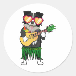 Adesivo Border Collie Hawaiian Fazendo Ukulele Sum
