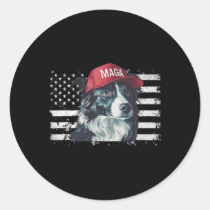 Adesivo Border Collie Vestindo Cães de Bandeira Americanos