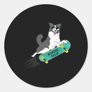 Adesivo Border Ollie Piadas Engraçadas Pun Jokes Cão Skate