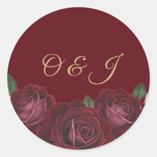 Adesivo Bordô Rosa Dourado Monograma Casamento Script