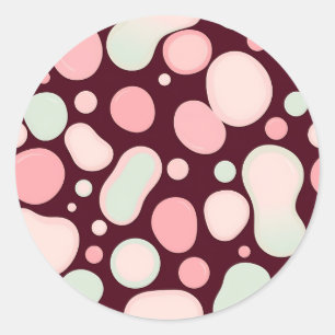 Adesivo Bordô Rosa Menta Padrão Abstrato de Bolhas Orgânic