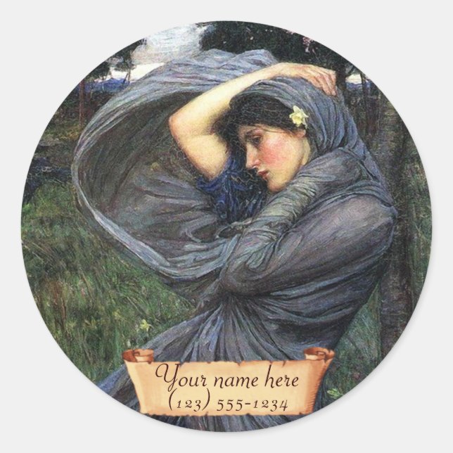 Adesivo "Boreas" J. W. Waterhouse Pre Raphaelite Bookplate (Frente)