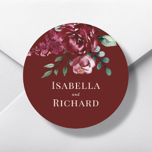 Adesivo Borgonha Casamento Floral Vermelho Marsala