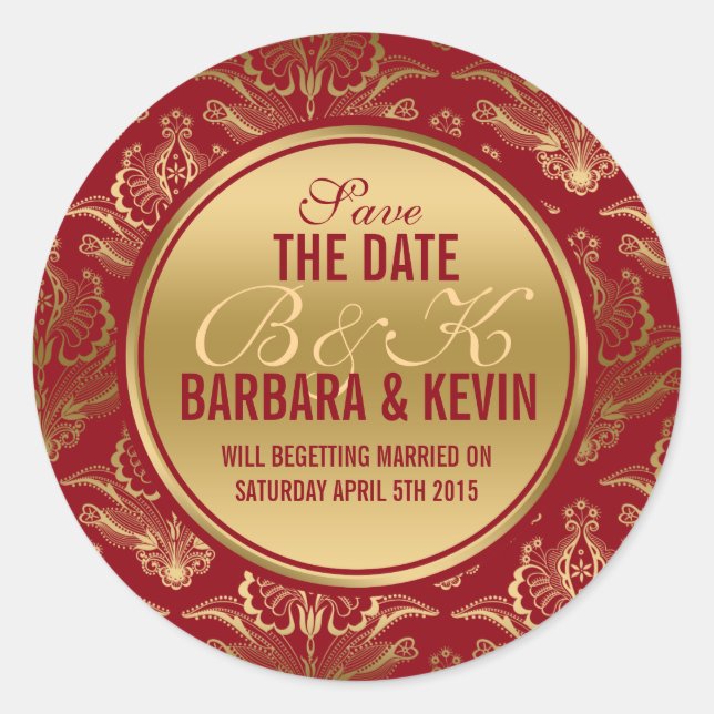 Adesivo Borgonha Elegante e Dourados Damáscaras Florais (Frente)