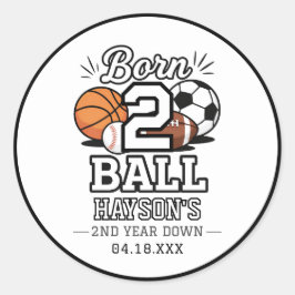 Adesivo Born 2 Ball Sports Themed Boy 2nd Birthday Party