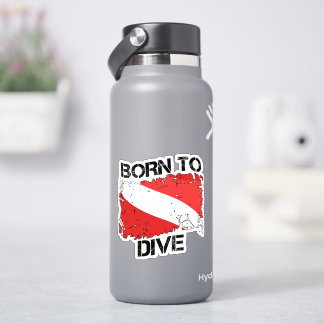 Adesivo Born to Dive weathered dive flag sticker