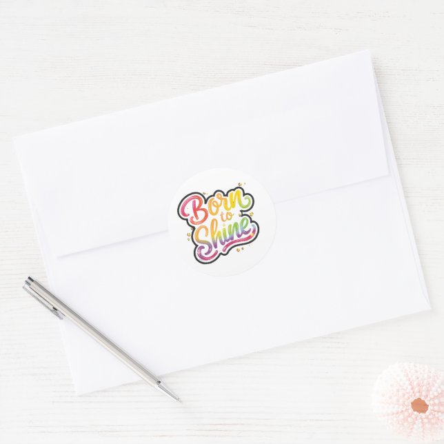Adesivo Born to Shine Pride | LGBTQ Rainbow Quote Art  (Envelope)