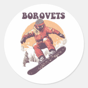 Adesivo Borovets Bulgária Retro Snowboard