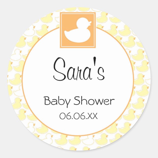 Adesivo Borracha Ducky Baby Convite ou Favor Sticker (Frente)