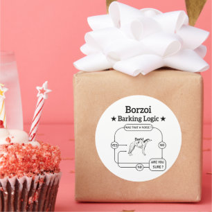 Adesivo Borzoi Barking Logic Funny Dog Owner Sarcástico