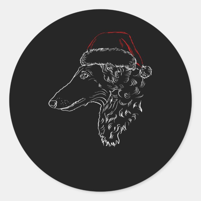 Adesivo Borzoi Dog com Santa Hat (Frente)