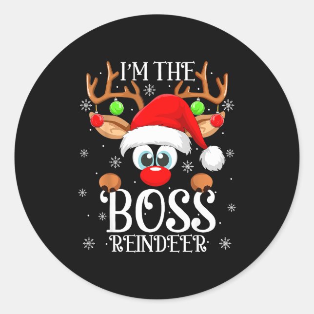 Adesivo Boss Reindeer Christmas Family Matching Group Funn (Frente)