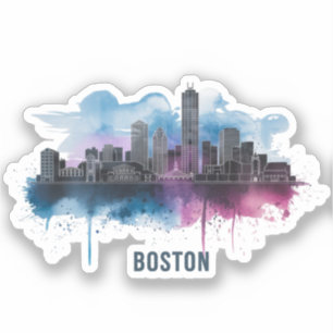 Adesivo Boston City Skyline, Boston Mãe Skyline