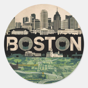 Adesivo Boston, horizonte da cidade de Massachusetts com m