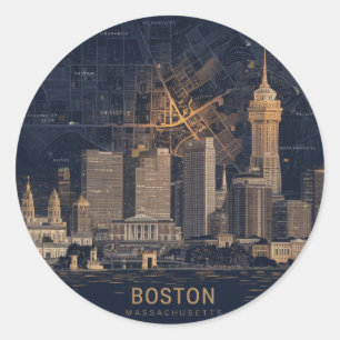 Adesivo Boston, horizonte da cidade de Massachusetts com m