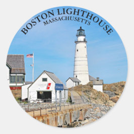 Adesivo Boston Lighthouse, Massachusetts Round Sticker