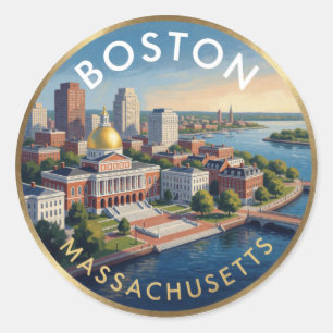 Adesivo Boston Massachusetts Golden Dome Viagem Arte