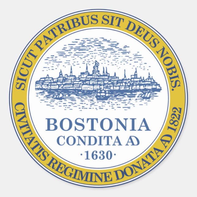 Adesivo Boston Massachusetts Oficial City Seal, Cor (Frente)