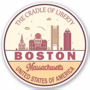 Adesivo Boston Massachusetts Skyline Emblem