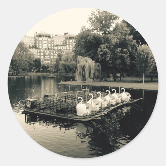 Adesivo Boston Swan Boats in Black and White (Frente)