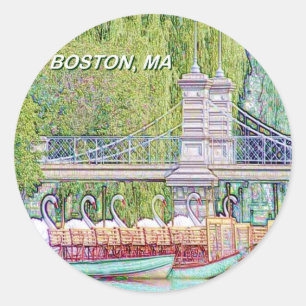 Adesivo Boston Swan Boats in Pencil and Ink Filter