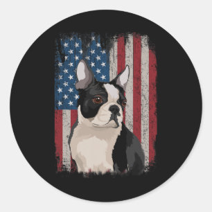 Adesivo Boston Terrier American Flag Patriótico 4 De Julho