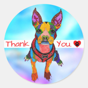 Adesivo Boston Terrier bonito e colorido Obrigado Sticker