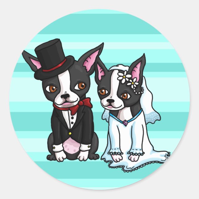 Adesivo Boston Terrier Bride e Groom (Frente)