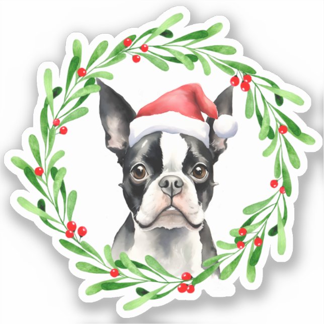 Adesivo Boston Terrier Christmas Dog Vinpy (Frente)