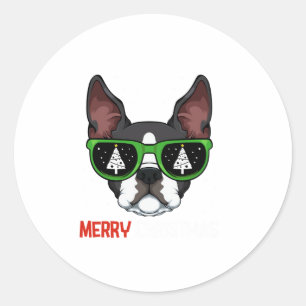 Adesivo Boston Terrier Christmas Pajama Dog Sunglass X-M
