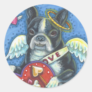 Adesivo Boston Terrier, CUPID DOG NAMORADOS STICKERS Sheet