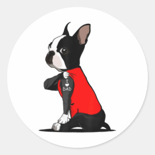 Adesivo Boston Terrier Dog Tattoo I Love Pai Funny Family