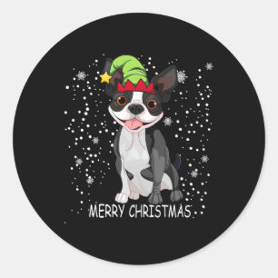 Adesivo Boston Terrier Dog Tree Christmas Sweet Dog