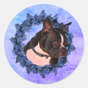 Adesivo Boston Terrier Flower Wreath Dog