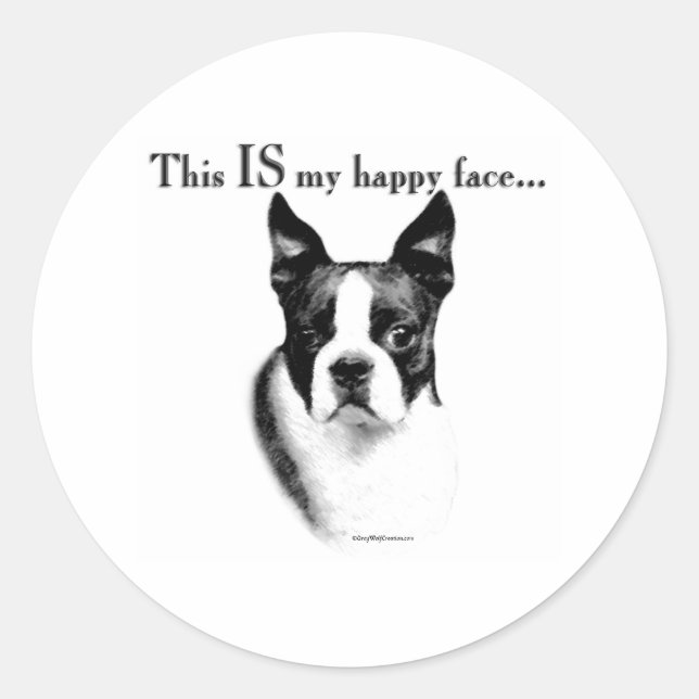 Adesivo Boston Terrier Happy Face - Sticker (Frente)