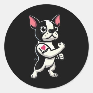 Adesivo Boston Terrier I Love Mamãe Engraçado Tatuagem De 