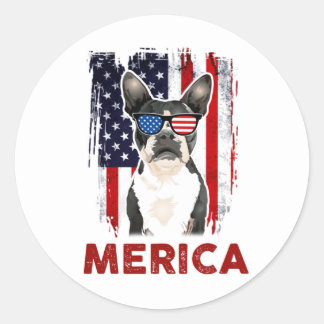 Adesivo Boston Terrier Merica Bandeira Americana Patriótic