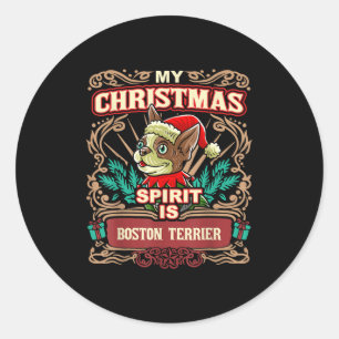 Adesivo Boston Terrier My Christmas Spirit Dog Papai Noel