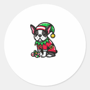 Adesivo Boston Terrier Natal Elf Engraçado Xmas