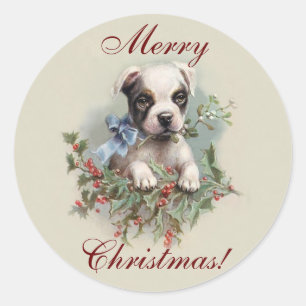 Adesivo Boston Terrier Puppy - Feriado de Natal para Cacho