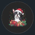 Adesivo Boston Terrier Santa Hat Engraçado Natal Bostie Do<br><div class="desc">Boston Terrier Santa Hat Engraçado Cão Bóstico de Natal</div>
