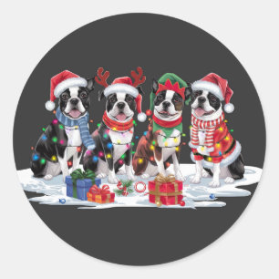 Adesivo Boston Terrier Santa que chifra no Natal