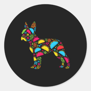 Adesivo Boston Terrier Tacos Mens Mulheres Cinco Mexicanos