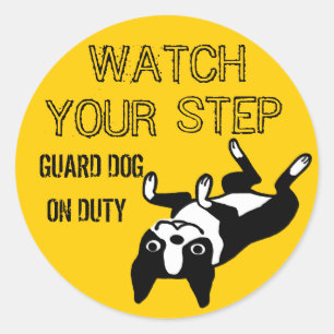 Adesivo Boston Terrier Veja seu passo: Cão Guarda em serv