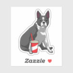 Adesivo Boston Terrier with Drink<br><div class="desc">This design is the perfect gift for a birthday,  Christmas and other celebrations. It is suitable for women,  men and kids.</div>