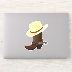 Adesivo Bota de Cowboy c/ Chapéu de Cowboy Amarelo
