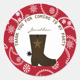 Adesivo Bota de Cowboy com Bandana Vermelha Personaliz