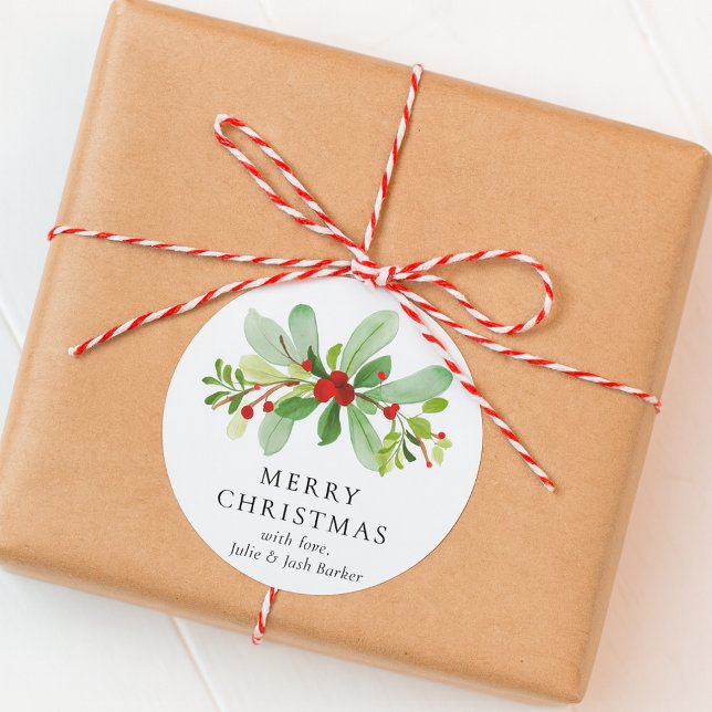 Adesivo Botânica Elegante Modern Watercolor de Natal (Criador carregado)